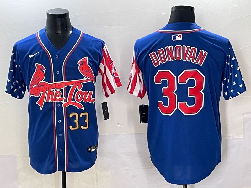 Men 2025 St.Louis Cardinals #33 Donovan Blue a generation of national flags Joint Name Nike MLB Jersey style 4